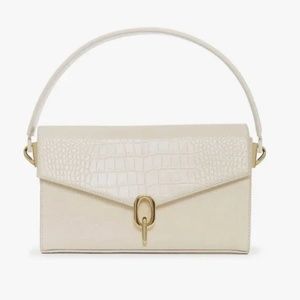 Anine Bing COLETTE BAG - OYSTER CROCO Croc Patent Crossbody Bag Color Cream